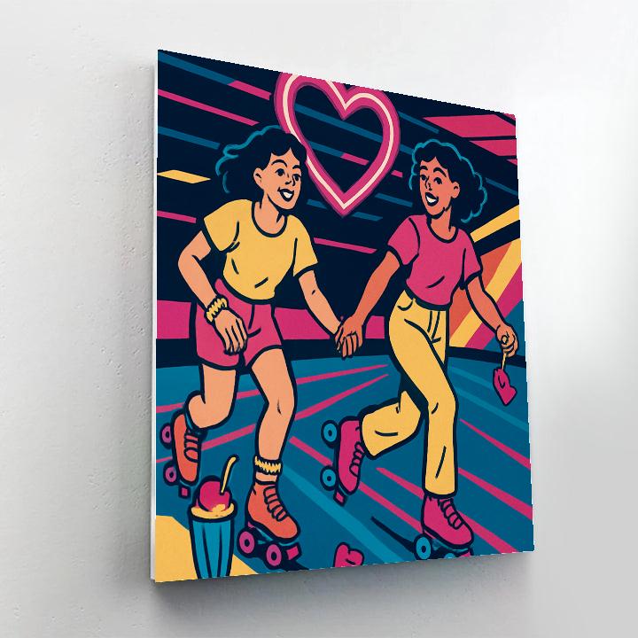 Valentines Day Skate Rink Neon Glide painting number kit