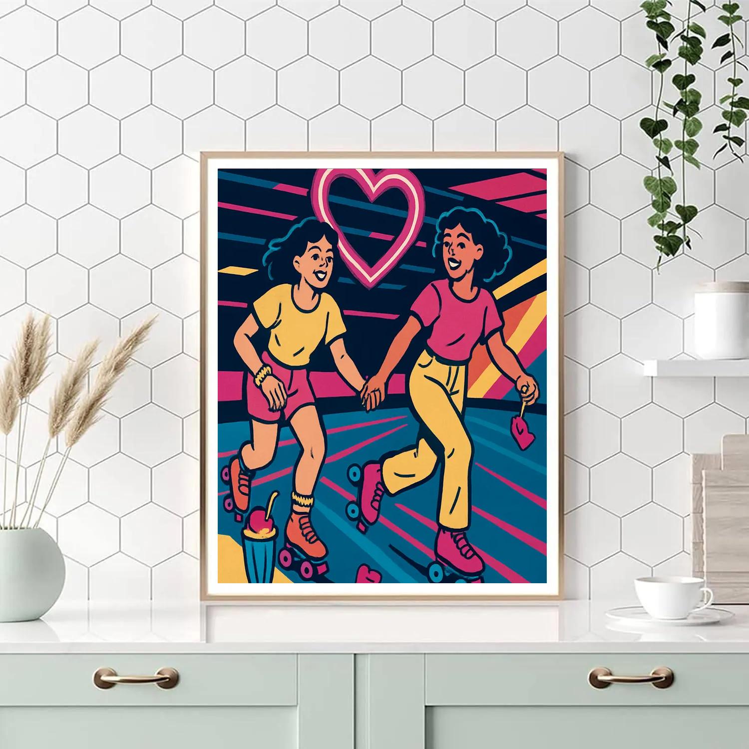 Valentines Day Skate Rink Neon Glide painting number kit