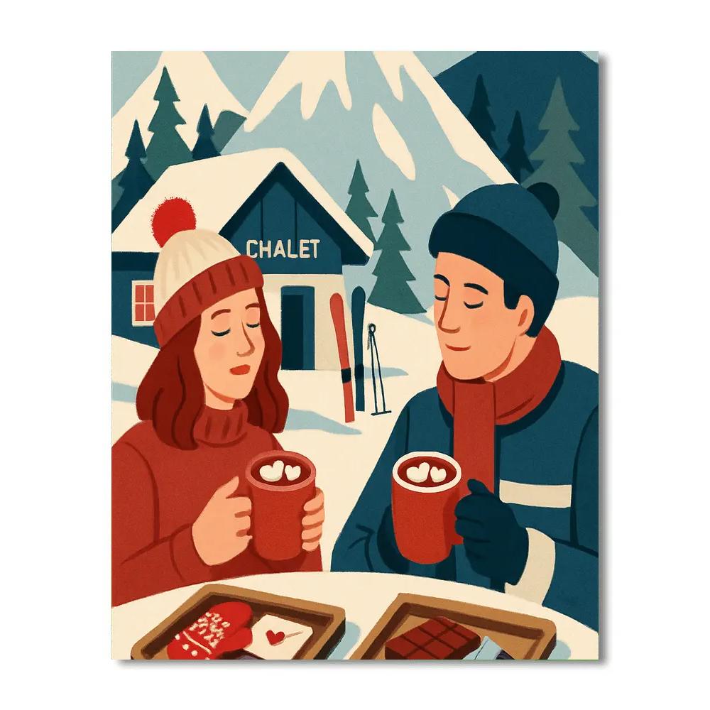 Alpine Hot Cocoa Rest Valentines Day painting number kit