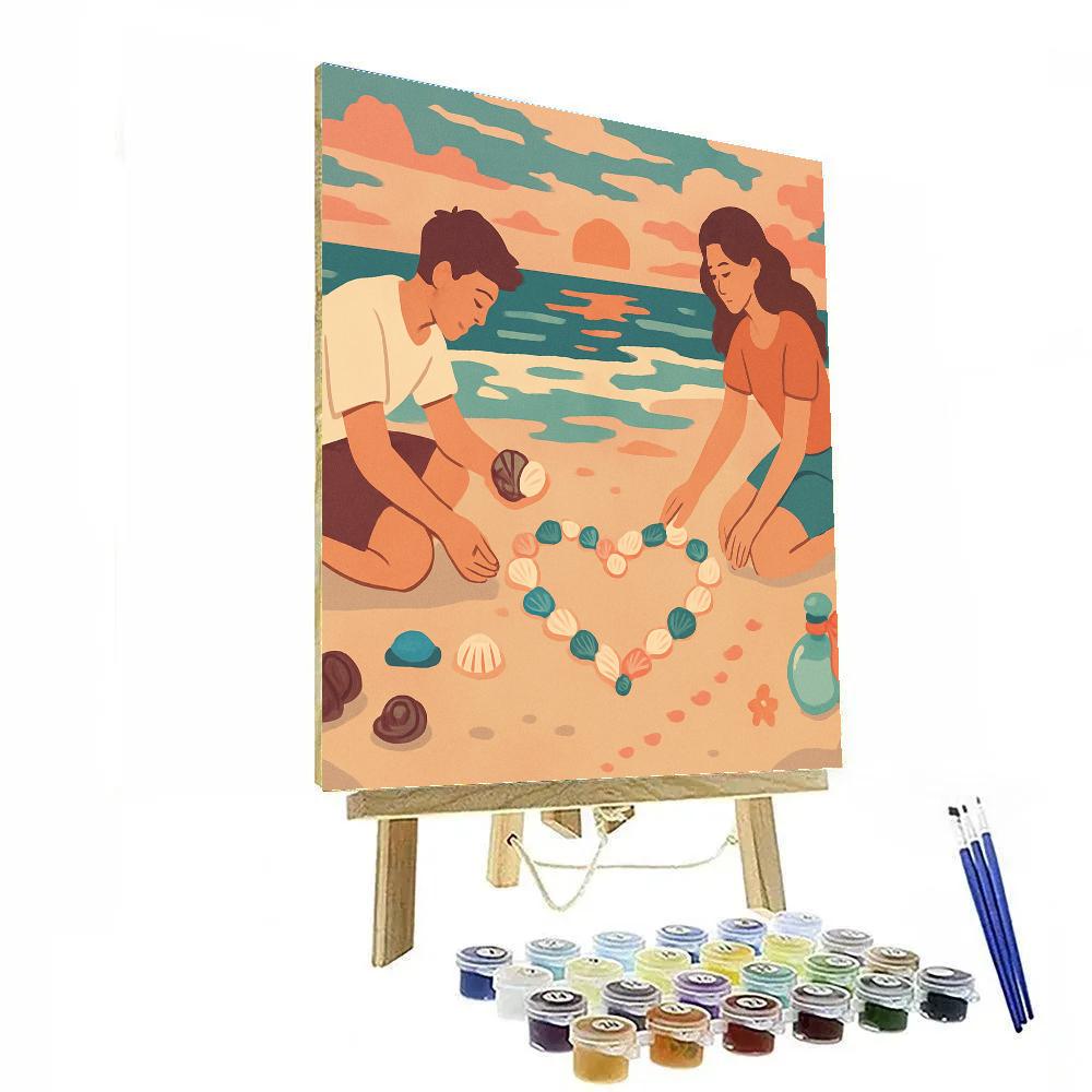 Seashell Love Notes Valentines Day Afterglow paint by color