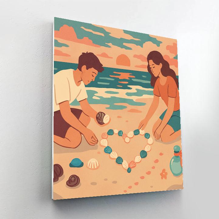 Seashell Love Notes Valentines Day Afterglow paint by color