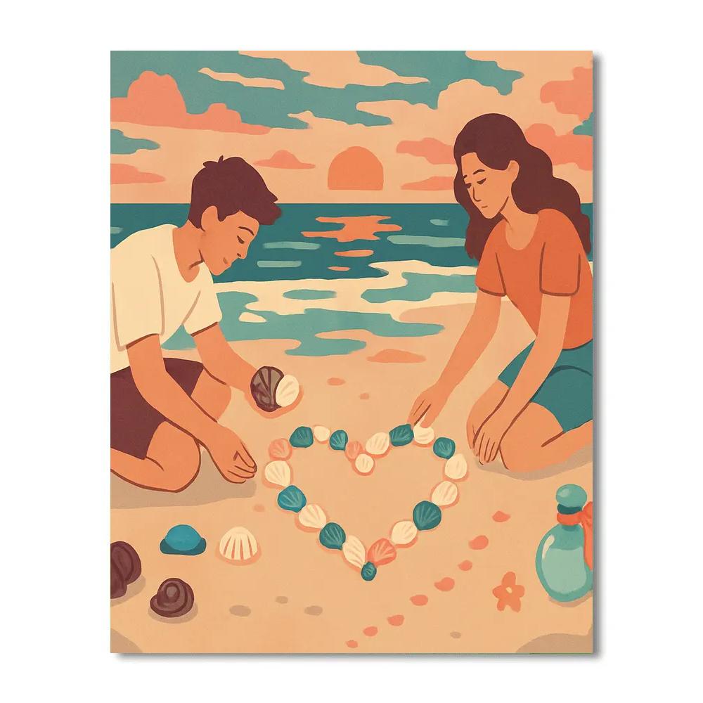 Seashell Love Notes Valentines Day Afterglow paint by color