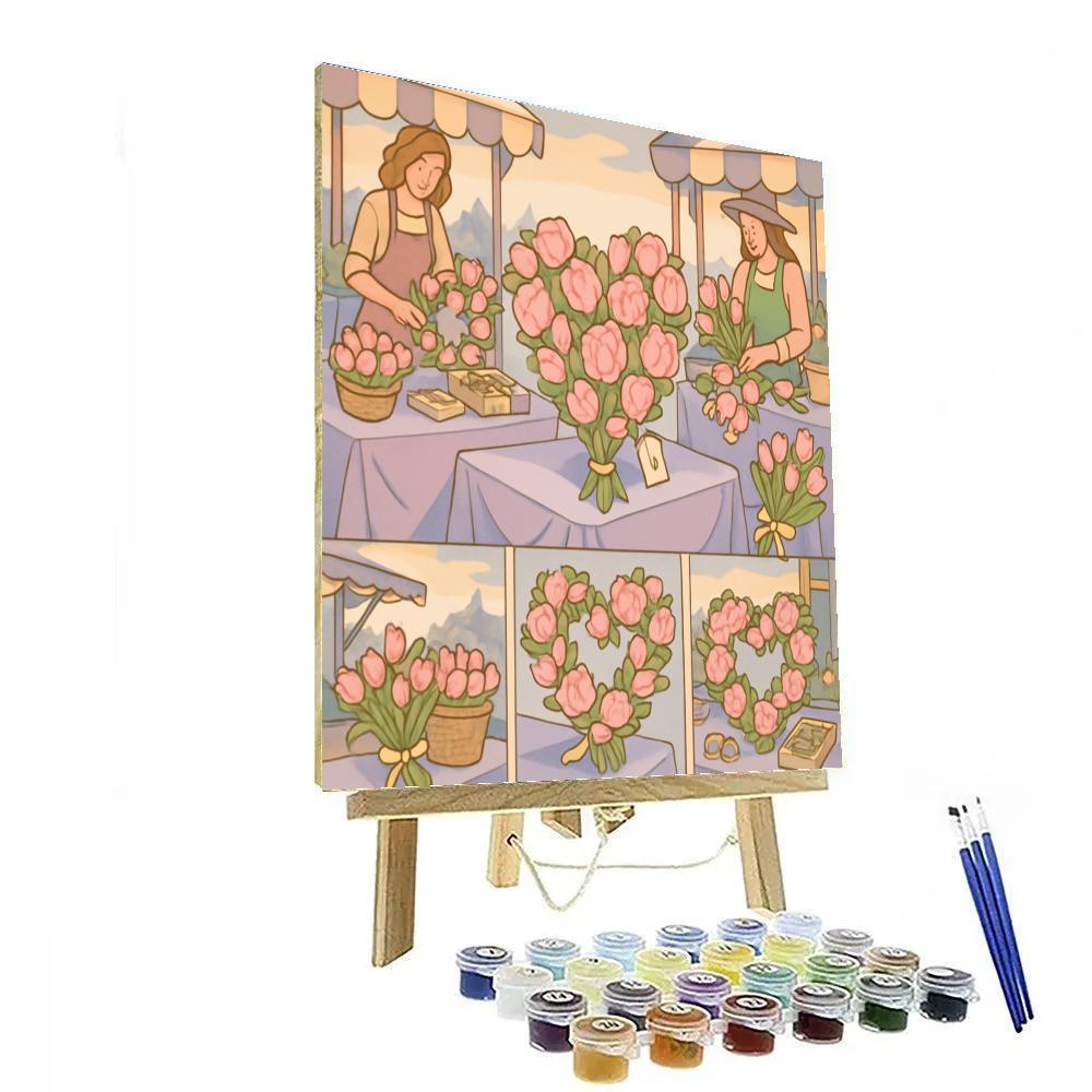 Valentines Day Flower Market Overture paint by number