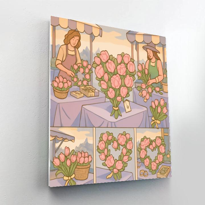 Valentines Day Flower Market Overture paint by number