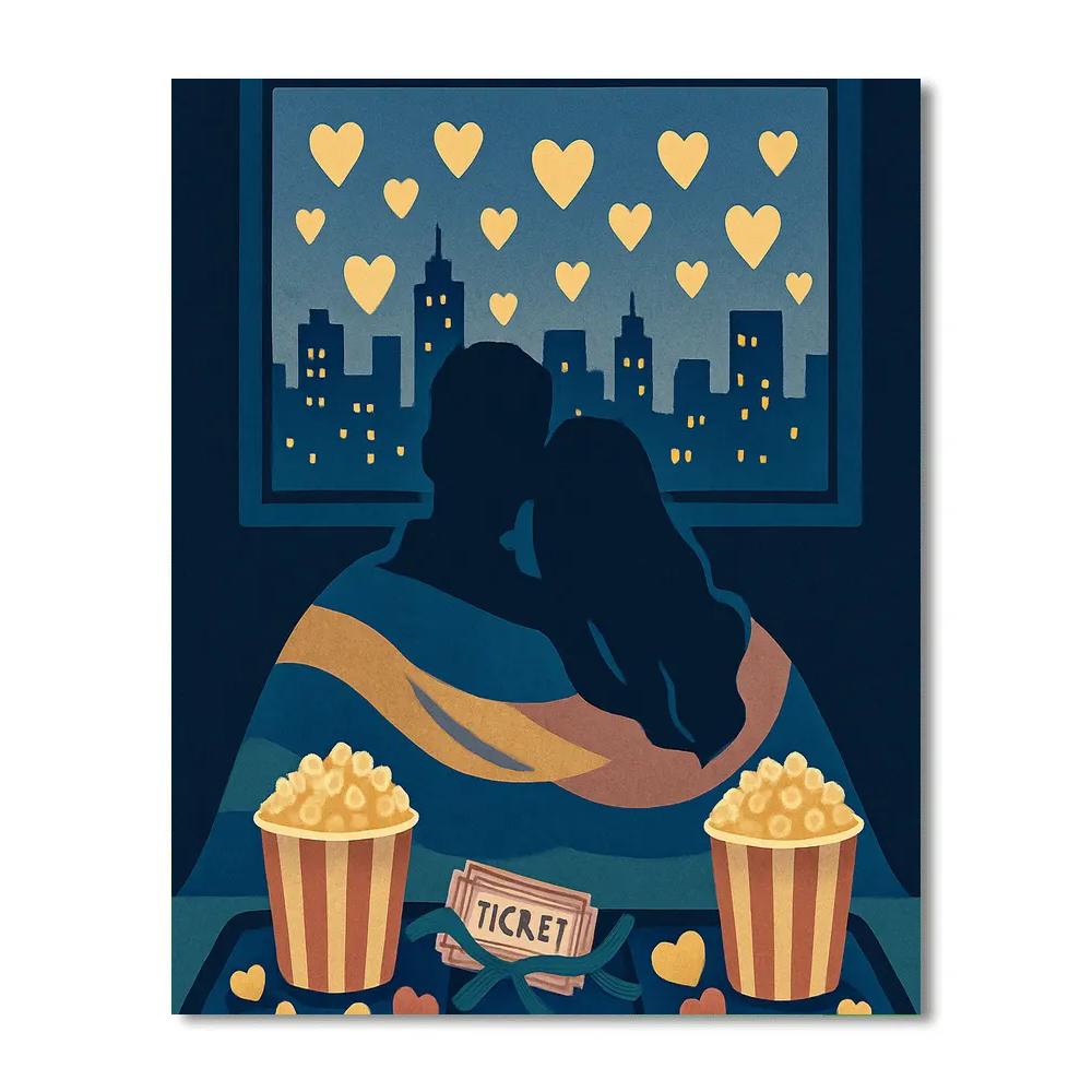 Rooftop Cinema Embrace Valentines Day DIY paint by numbers
