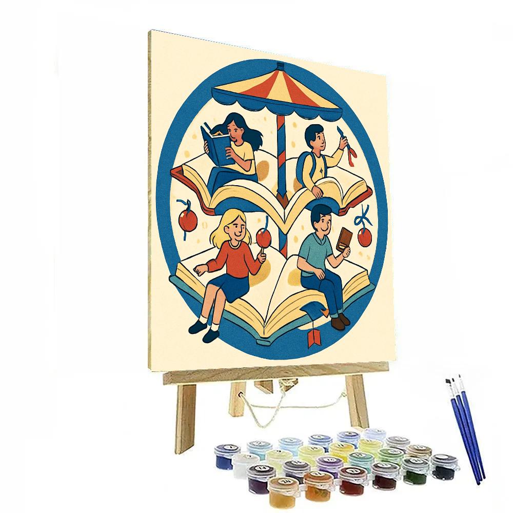 Valentines Day Carousel Of Books Paint by numbers art