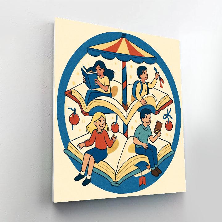 Valentines Day Carousel Of Books Paint by numbers art