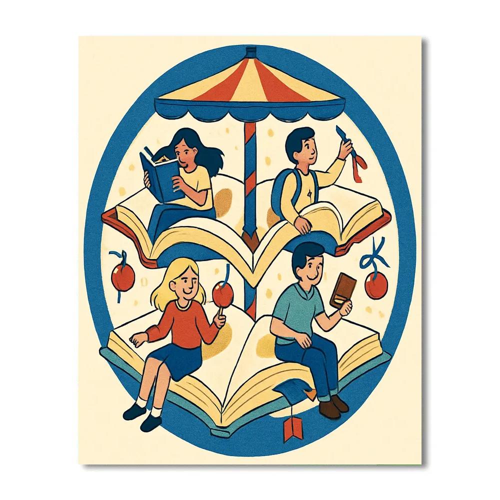 Valentines Day Carousel Of Books Paint by numbers art