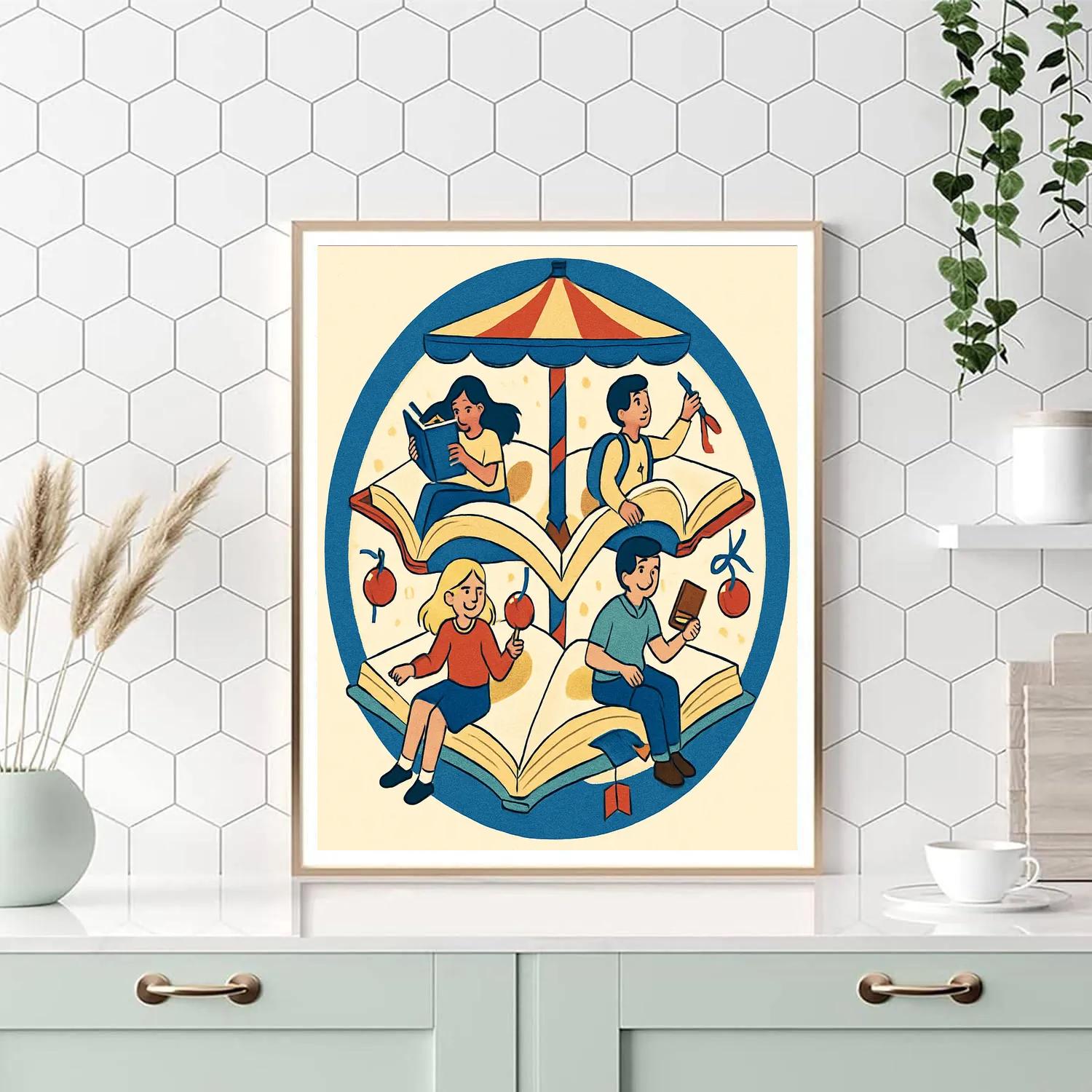 Valentines Day Carousel Of Books Paint by numbers art