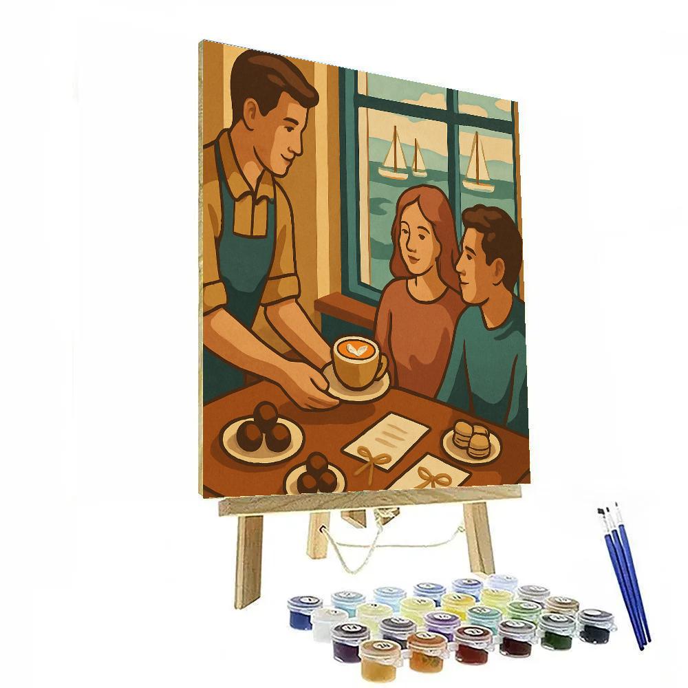 Harbor Cafe Window Seat Valentines Day Flavor paint by number