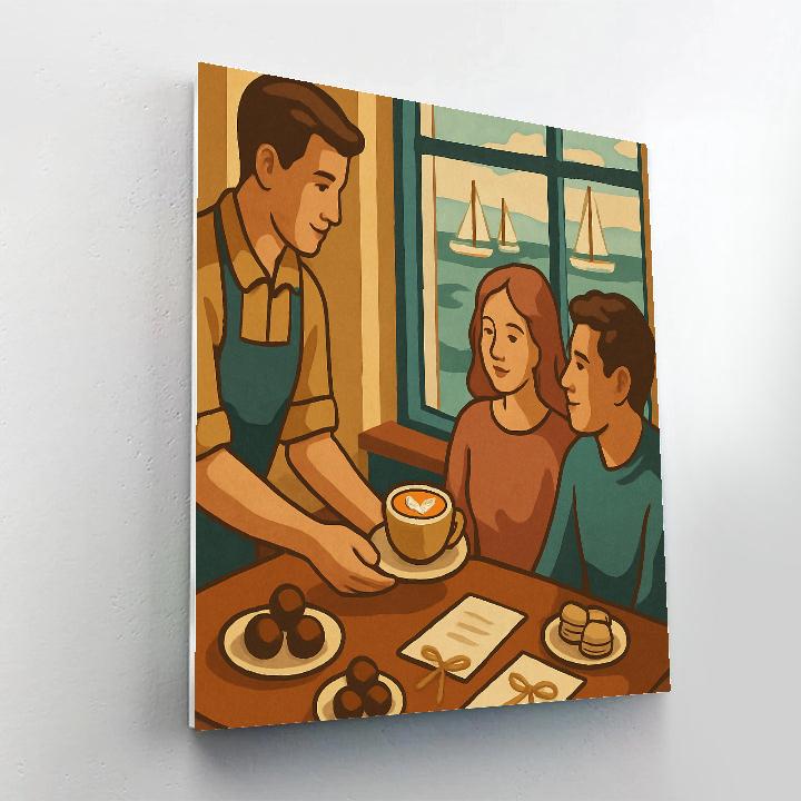 Harbor Cafe Window Seat Valentines Day Flavor paint by number