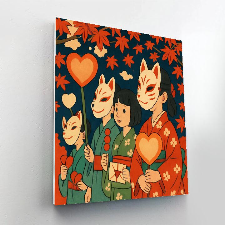 Valentines Day Lantern Fox Procession Painting by numbers kit