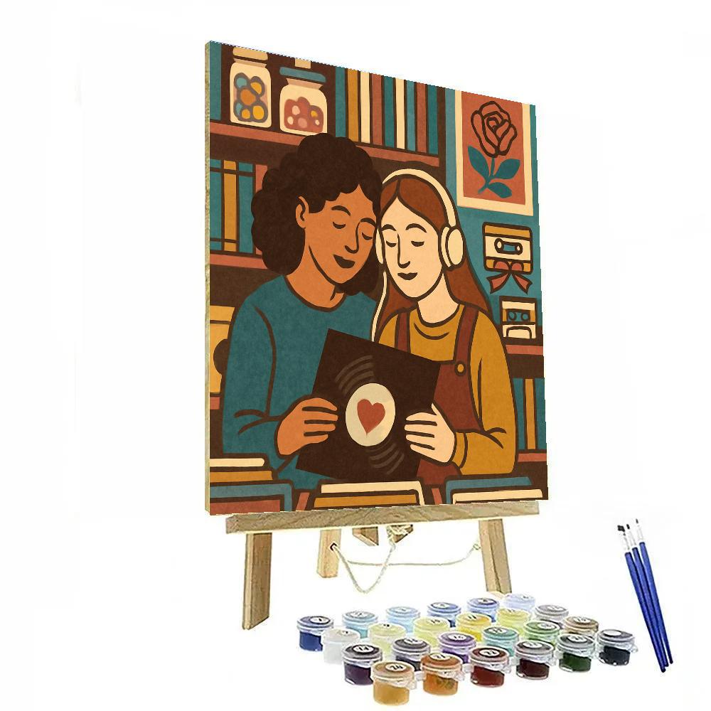 Vintage Record Store Duet Valentines Day Painting by numbers kit