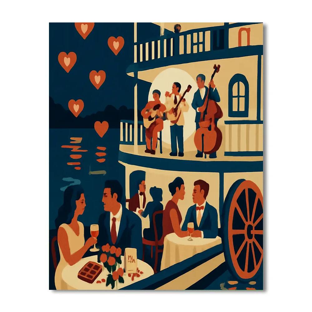 Valentines Day Riverboat Jazz Supper Numbered painting kits