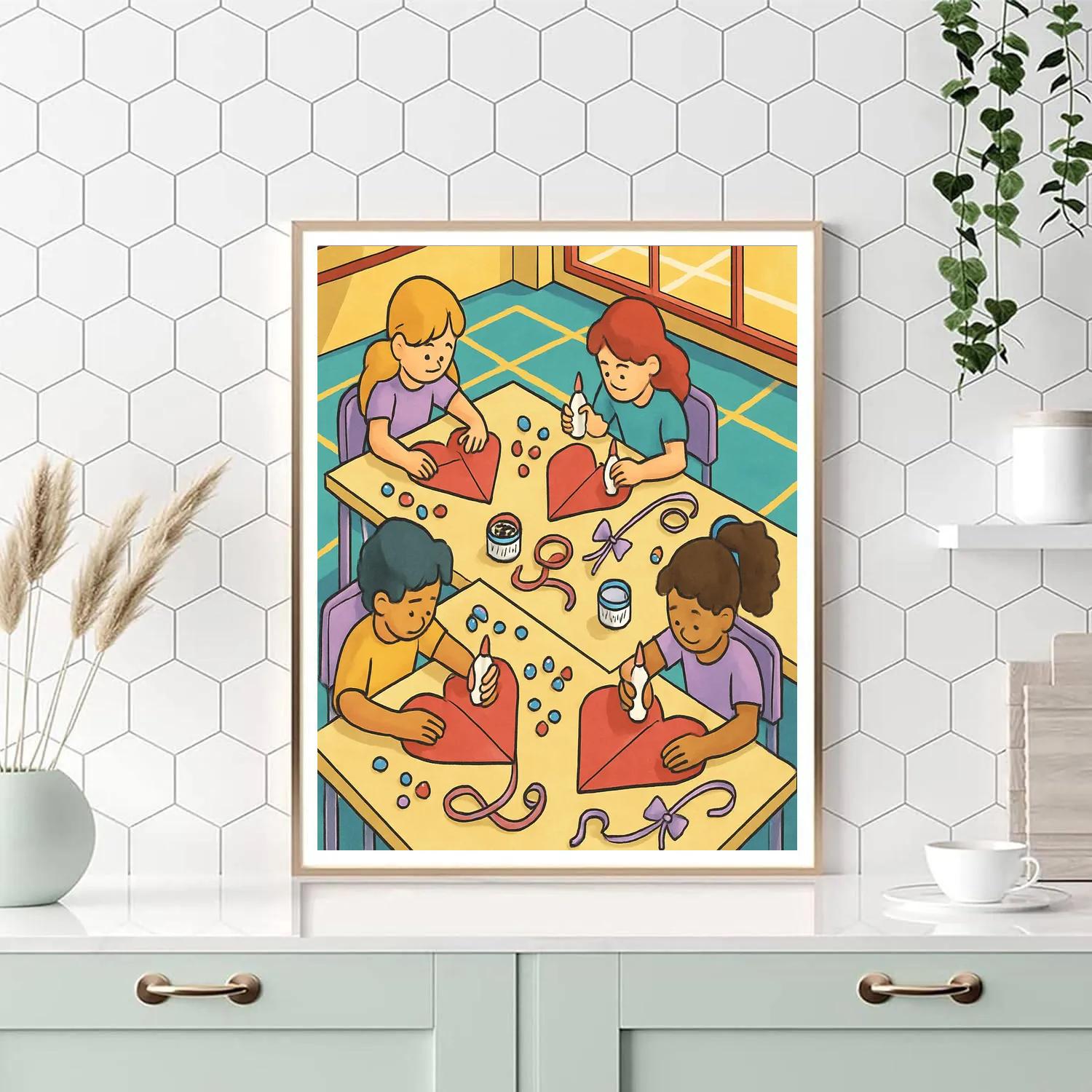 Kite Workshop In The Gym Valentines Day Touch Number painting