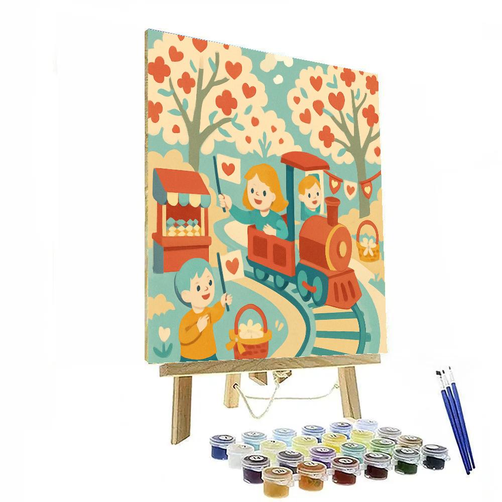 Valentines Day Orchard Train For Kids Paint by numbers art