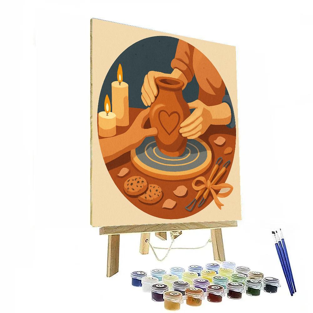 Candlelit Pottery Wheel Valentines Day Craft painting number kit