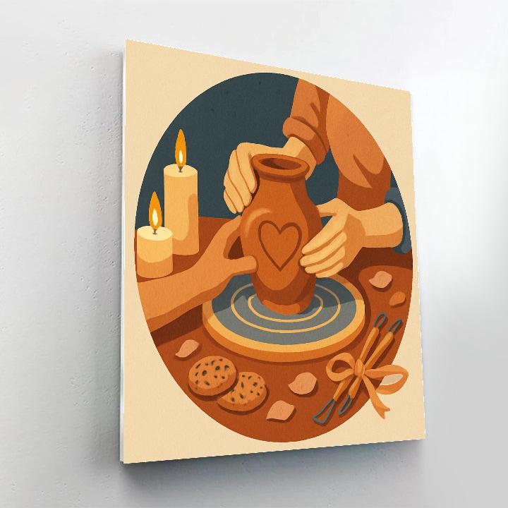 Candlelit Pottery Wheel Valentines Day Craft painting number kit