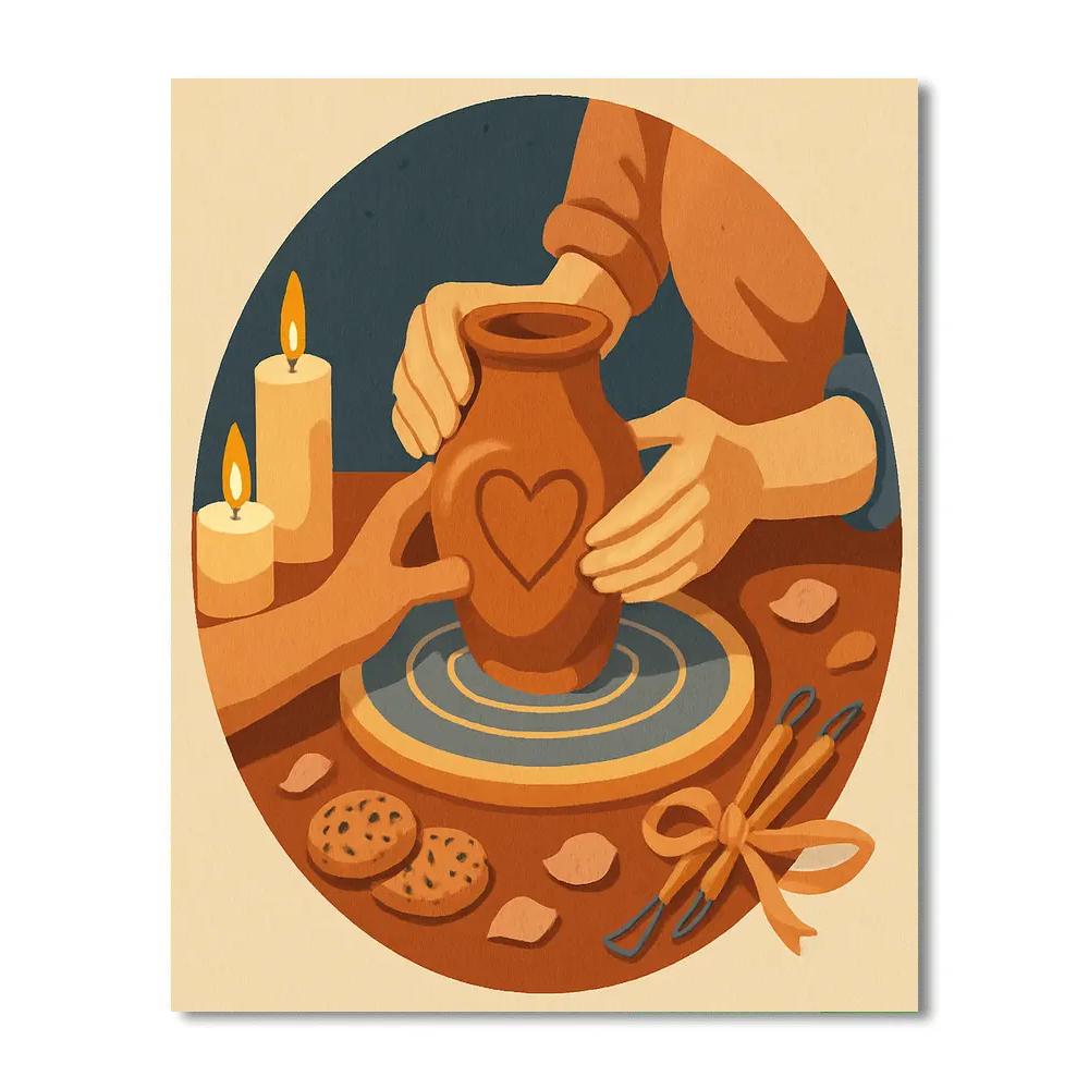Candlelit Pottery Wheel Valentines Day Craft painting number kit