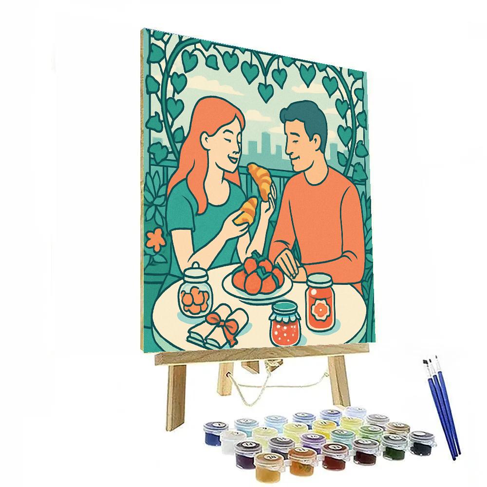 City Balcony Breakfast Valentines Day Flavor painting number kit