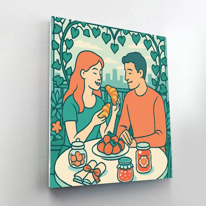 City Balcony Breakfast Valentines Day Flavor painting number kit