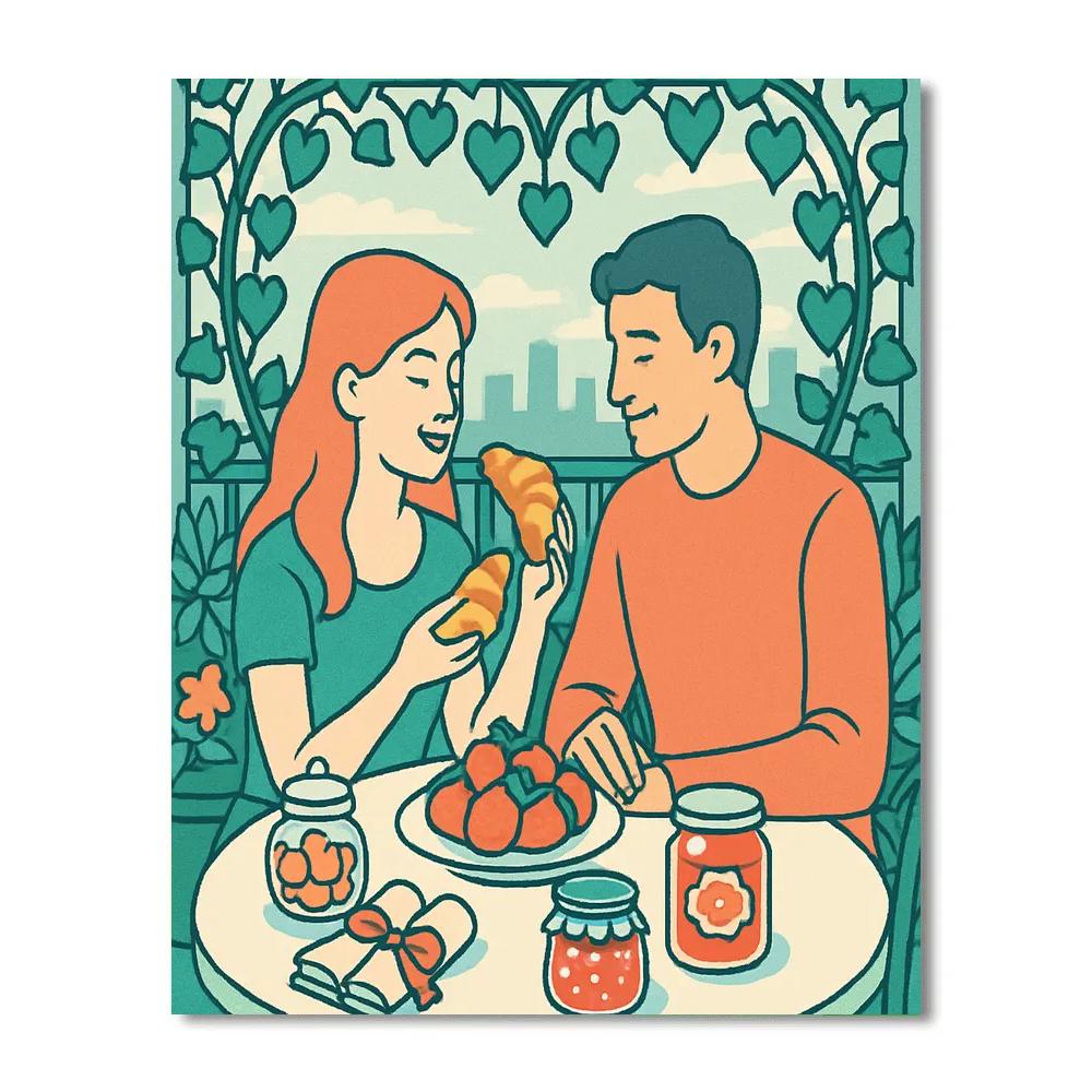 City Balcony Breakfast Valentines Day Flavor painting number kit