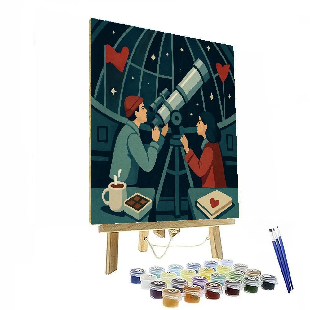Valentines Day Mountain Observatory Date paint by numbers