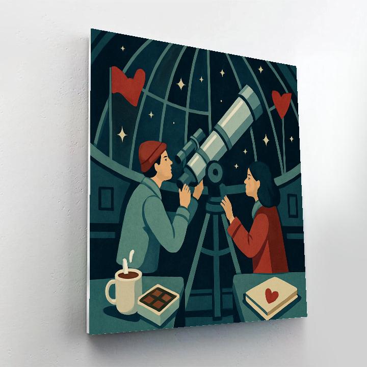 Valentines Day Mountain Observatory Date paint by numbers