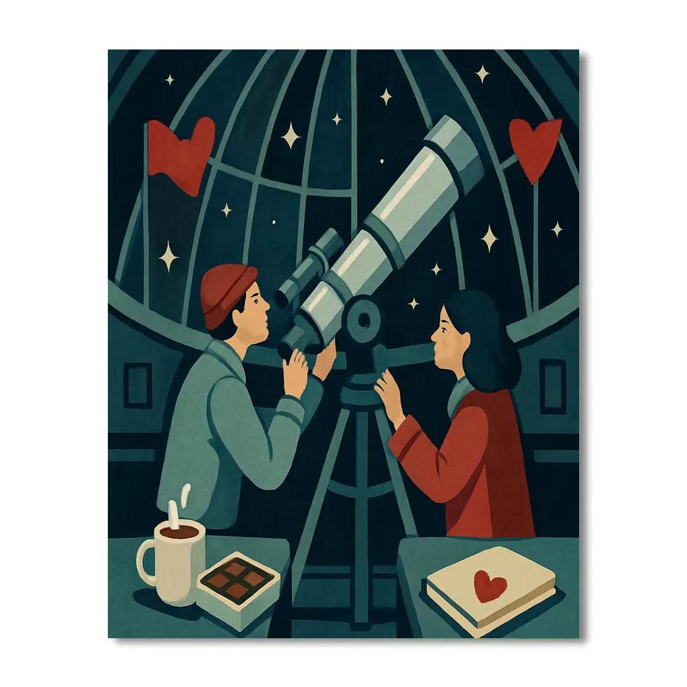 Valentines Day Mountain Observatory Date paint by numbers