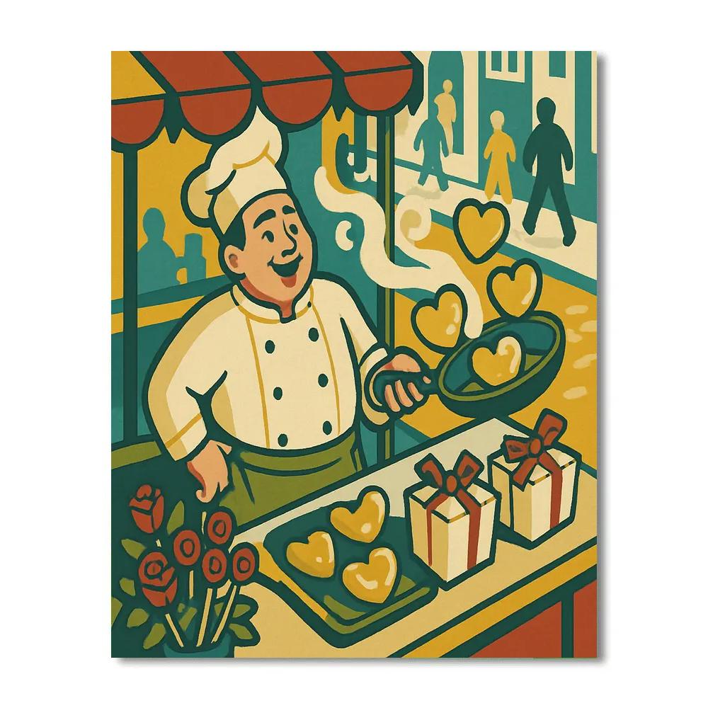 Street Food Cart Of Hearts Valentines Day DIY paint by numbers