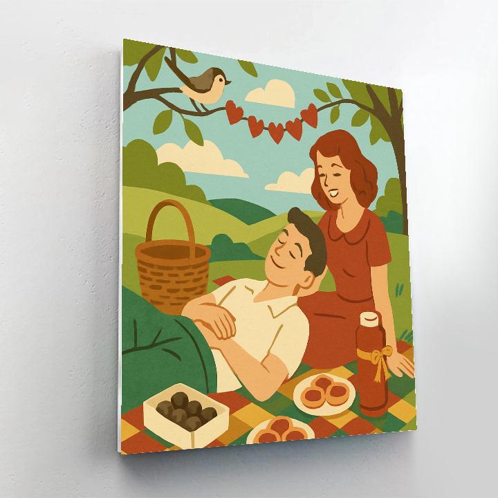 Forest Picnic With Songbirds Valentines Day Touch Paint by numbers kits
