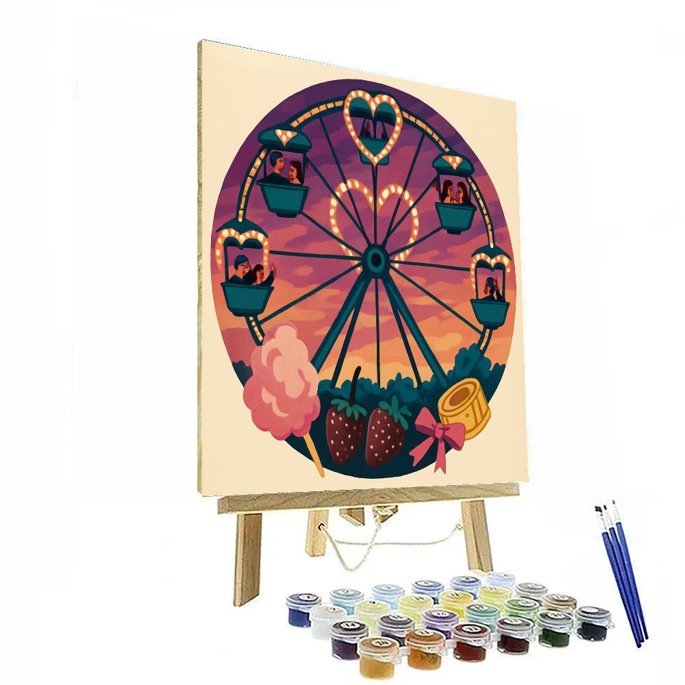 Valentines Day Ferris Wheel Twilight Orbit Number painting