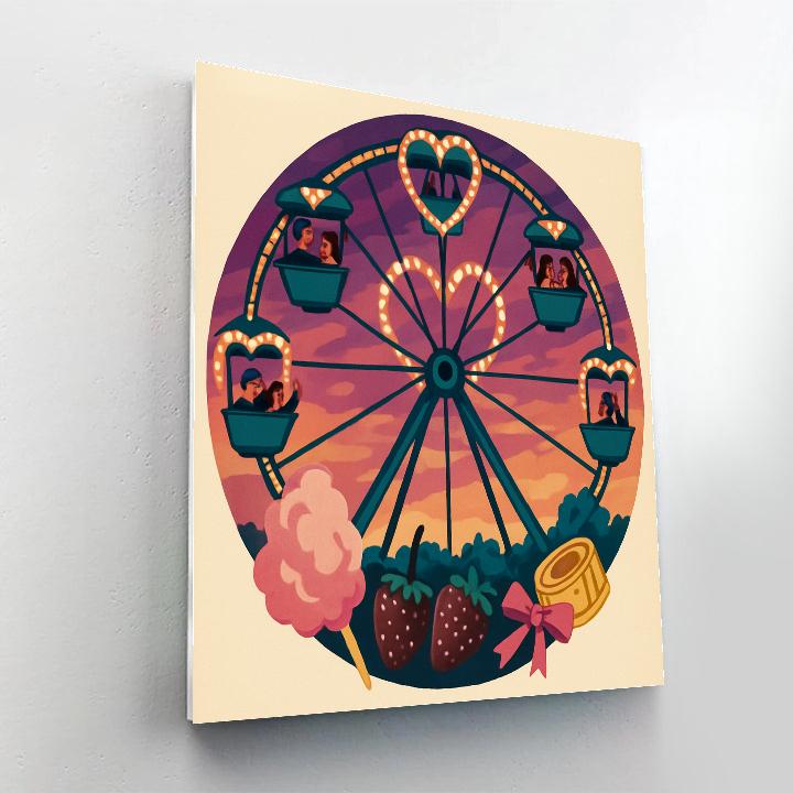 Valentines Day Ferris Wheel Twilight Orbit Number painting