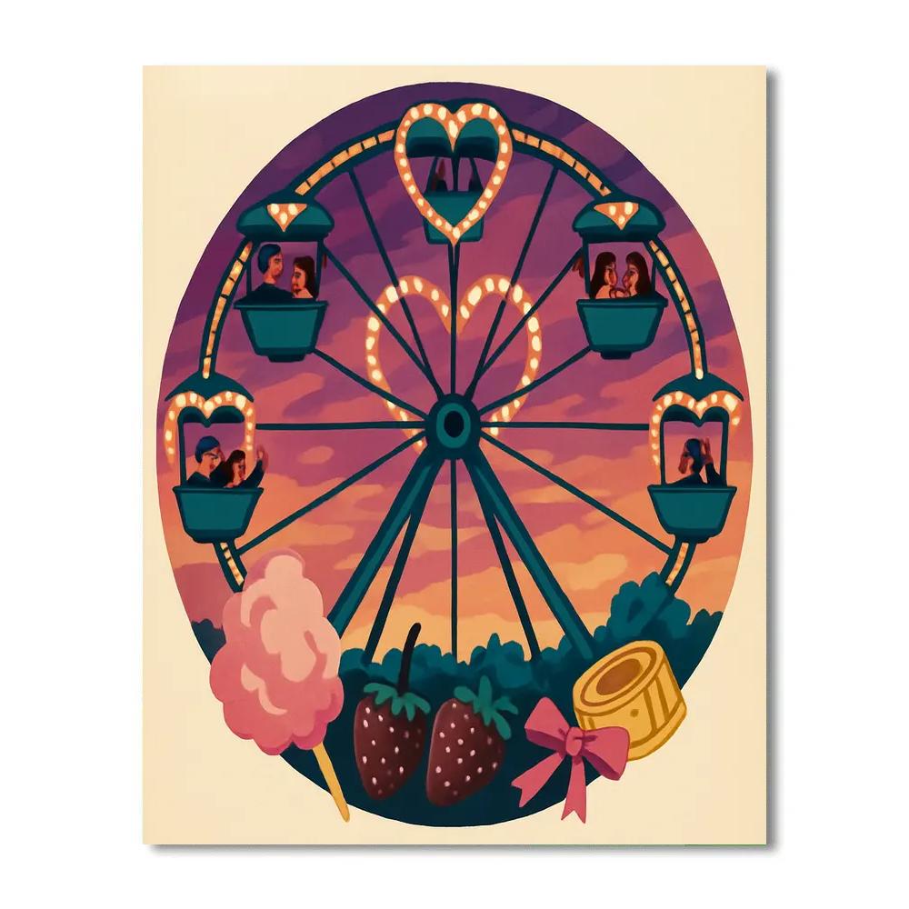 Valentines Day Ferris Wheel Twilight Orbit Number painting