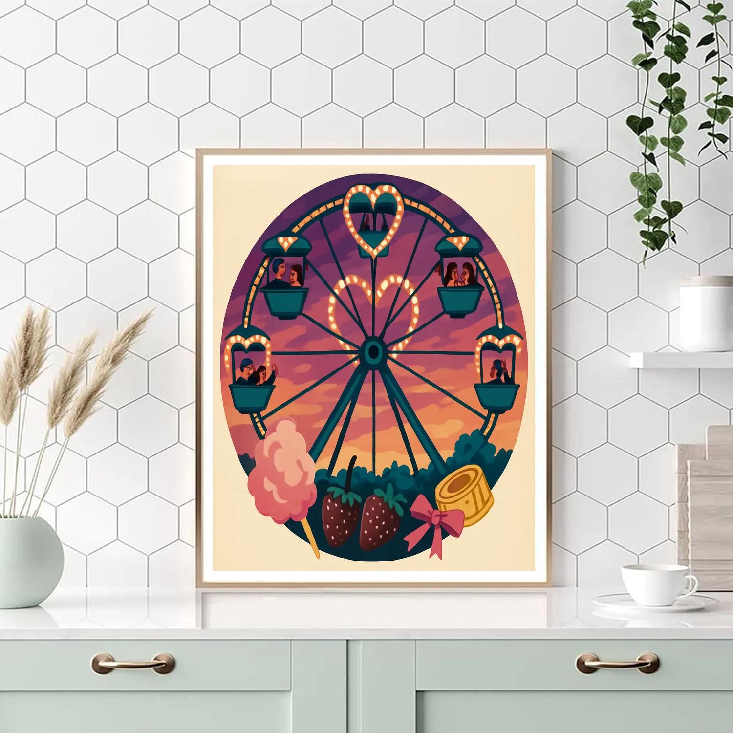 Valentines Day Ferris Wheel Twilight Orbit Number painting