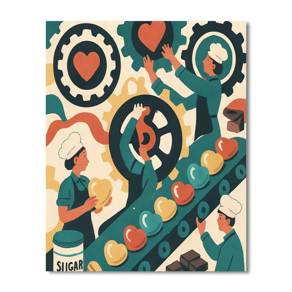 Valentines Day Clockwork Candy Workshop Paint by numbers art