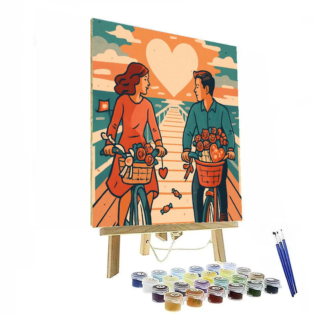 Harbor Sunset Bicycle Ride Valentines Day Finis DIY paint by numbers