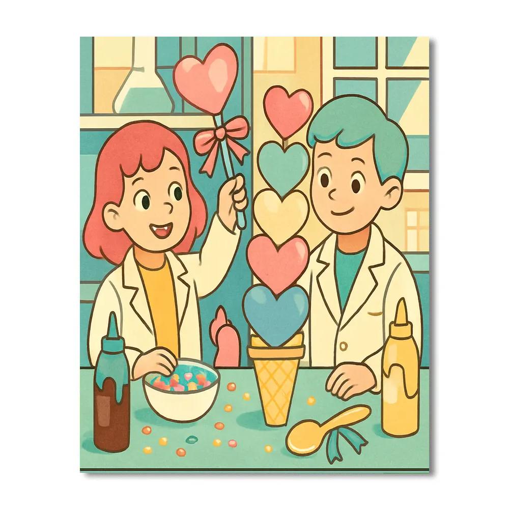 Valentines Day Ice Cream Lab Discovery paint by number