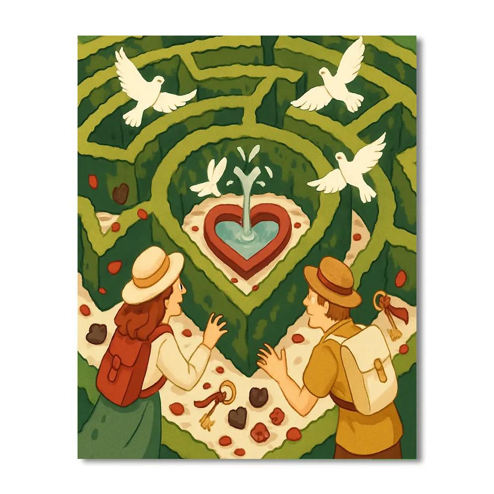 Valentines Day Garden Maze Discovery Number painting