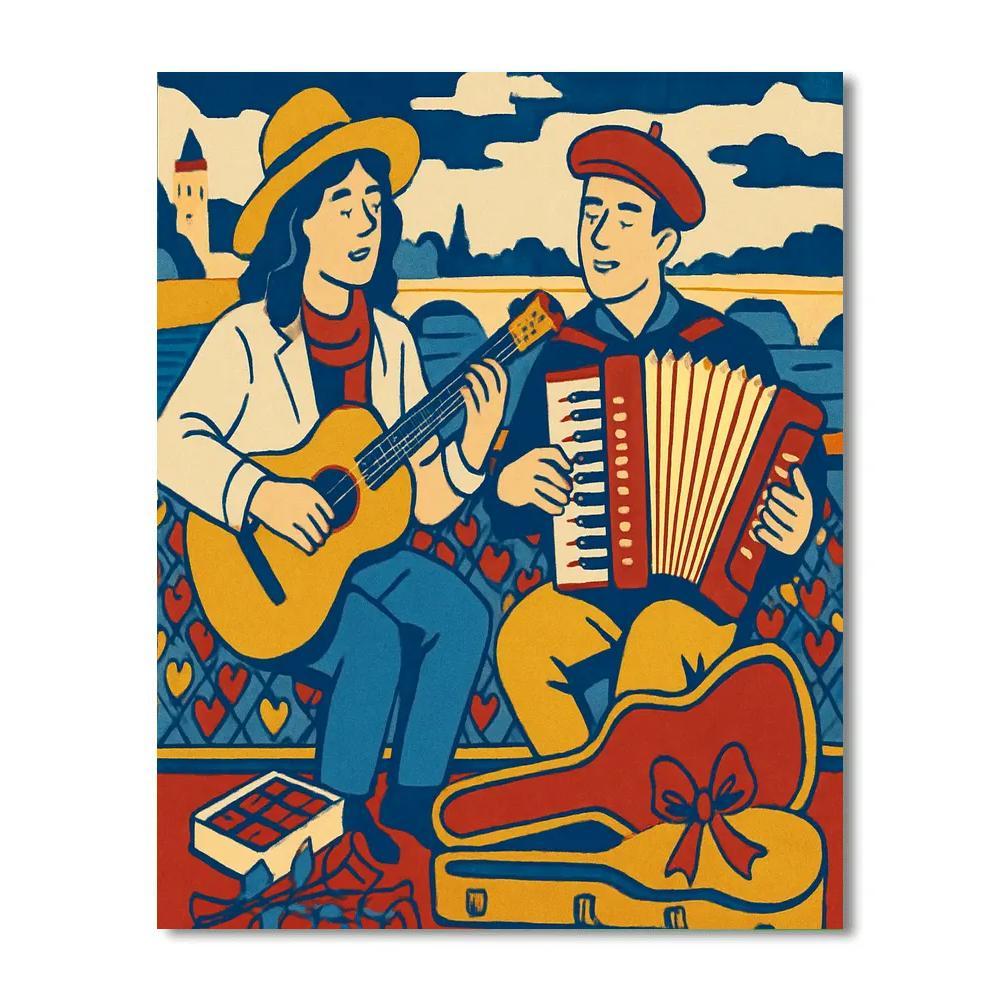 City Bridge Street Musicians Valentines Day Cadence paint by numbers