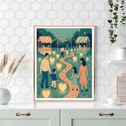 Valentines Day Marsh Lantern Meadow paint by number