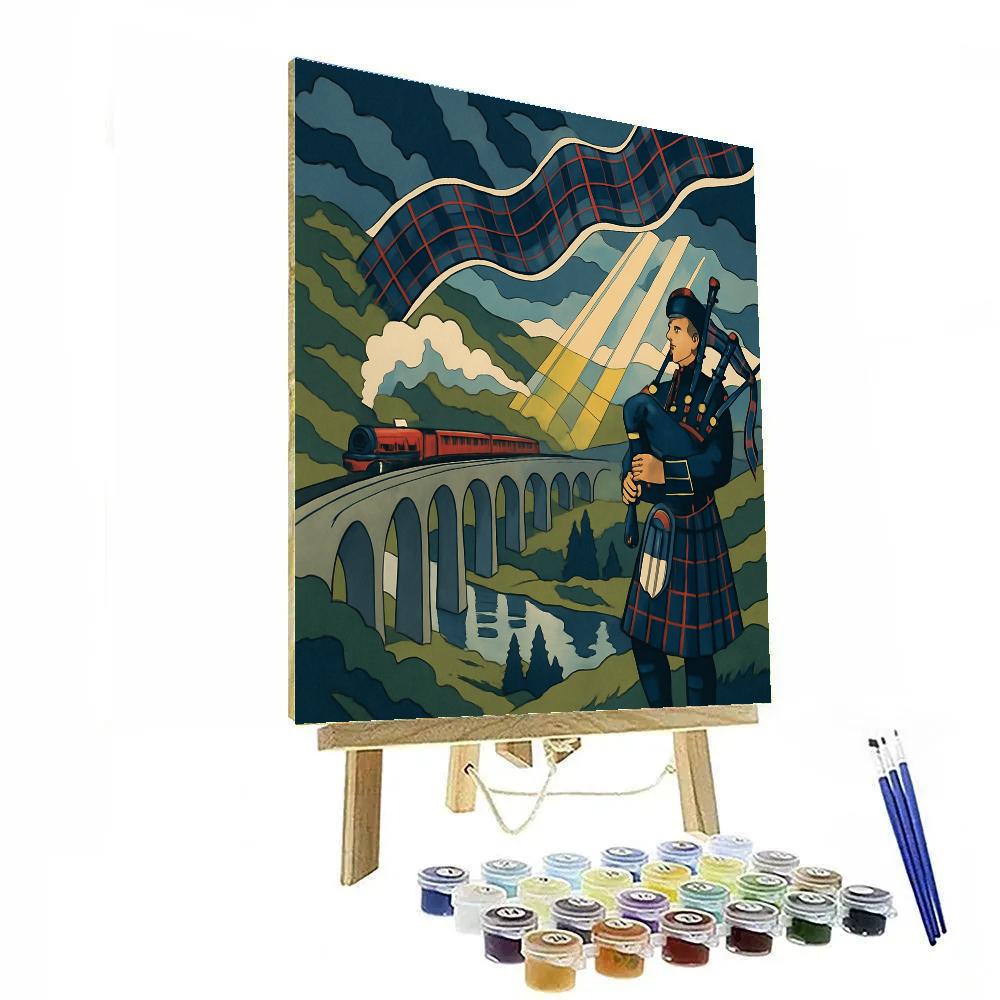 Tartan Threaded Storm Over The Scotland Viaduct DIY paint by numbers