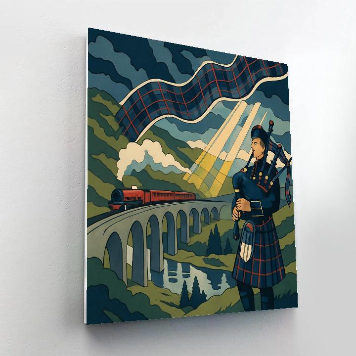 Tartan Threaded Storm Over The Scotland Viaduct DIY paint by numbers