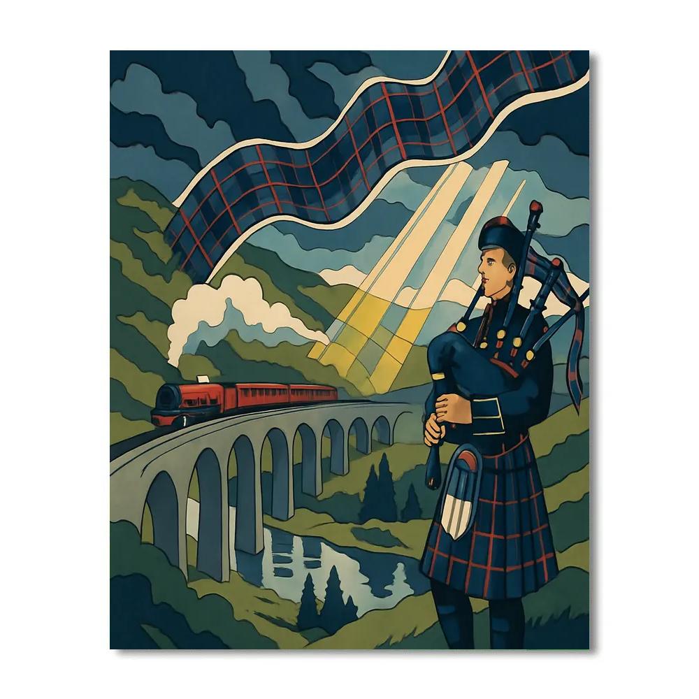 Tartan Threaded Storm Over The Scotland Viaduct DIY paint by numbers