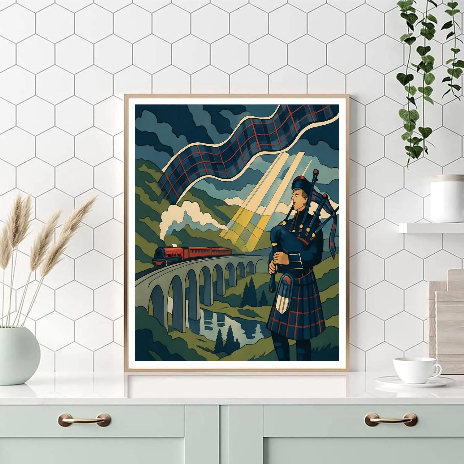 Tartan Threaded Storm Over The Scotland Viaduct DIY paint by numbers