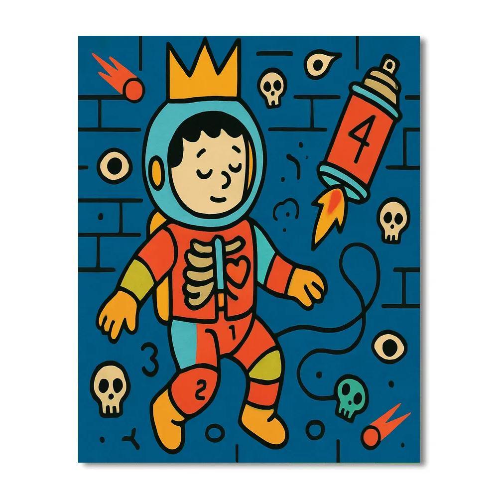 Basquiat Crowned Orbit Mural Paint by numbers art