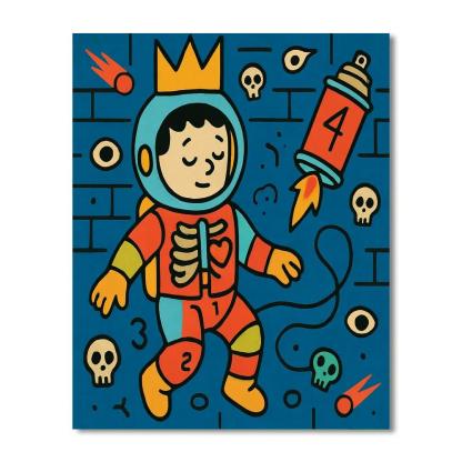 Basquiat Crowned Orbit Mural Paint by numbers art