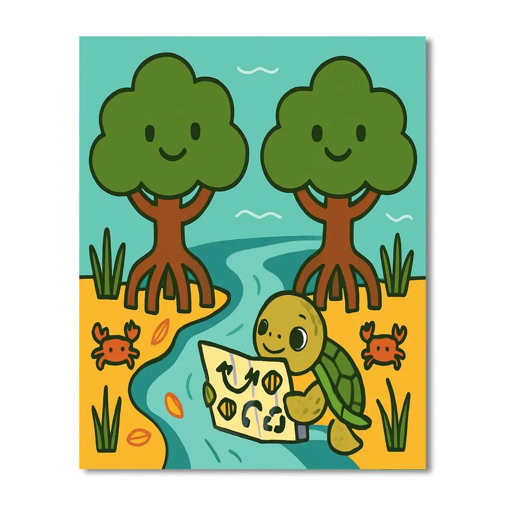 Mangrove Guardians And The Baby Sea Turtle Map Numbered painting kits