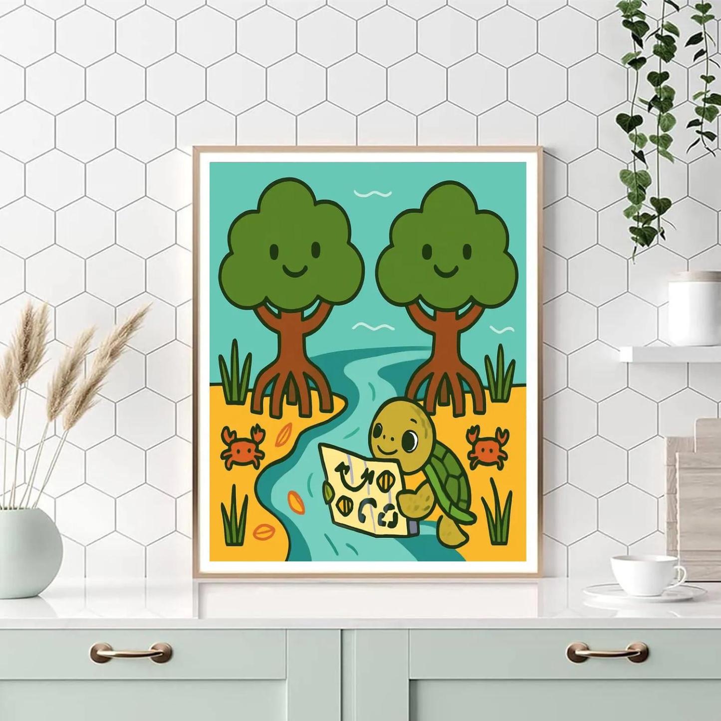 Mangrove Guardians And The Baby Sea Turtle Map Numbered painting kits