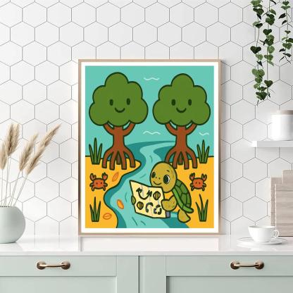 Mangrove Guardians And The Baby Sea Turtle Map Numbered painting kits